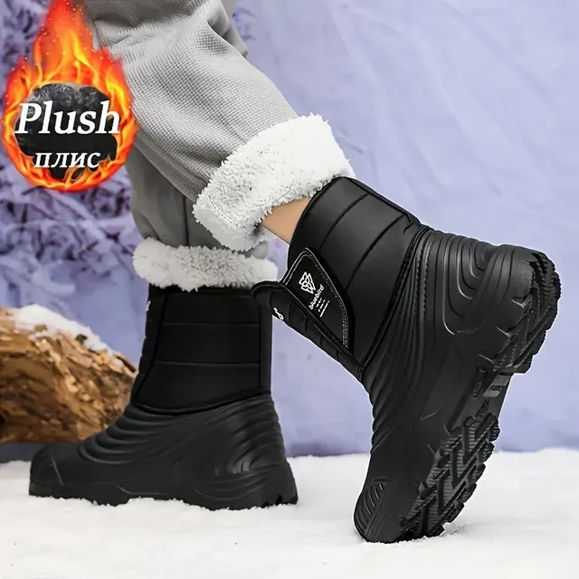 Warm and waterproof winter shoes for men - easy zipped Velcro