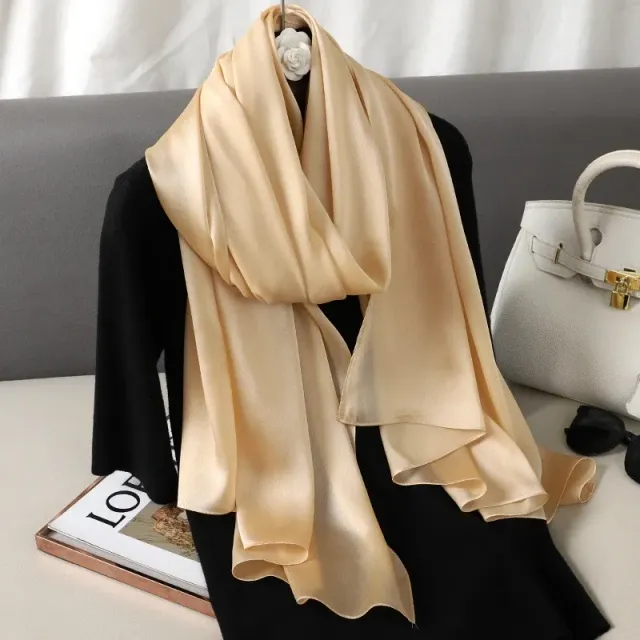 Fashionable satin scarf with a size of 90x180 cm for women