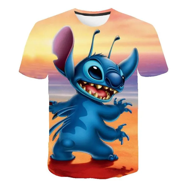Dětské luxusní tričko s krátkým rukávem s potiskem oblíbené Disney postavy Stitch Jayceon
