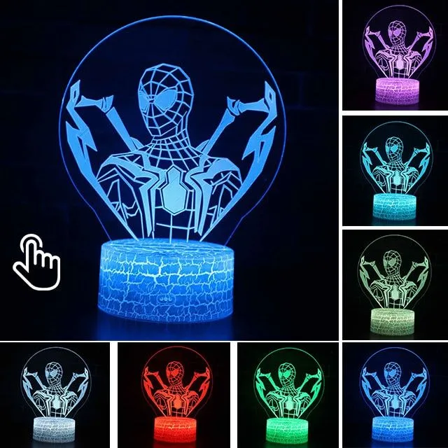 Pokojová lampička s 3D iluzí Spiderman