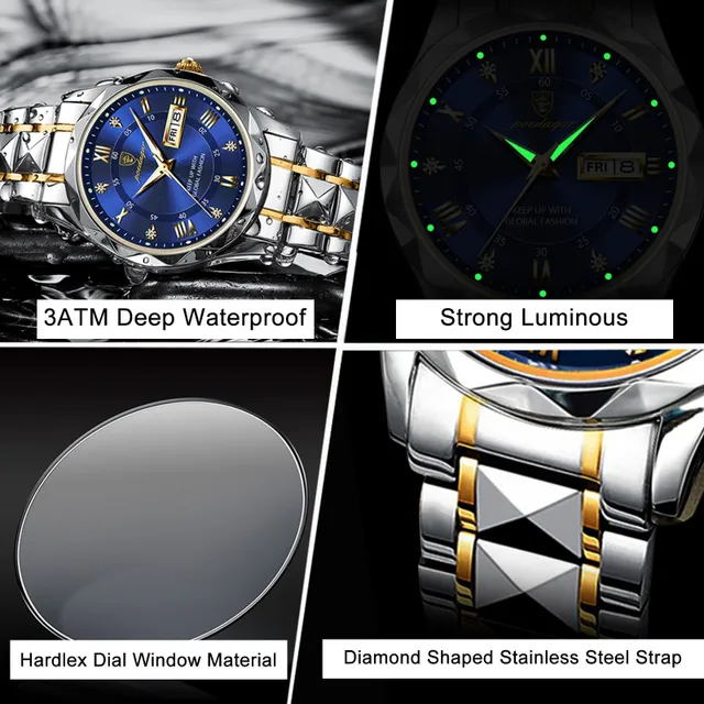 Montres de luxe pour homme - étanches, luminescentes, en acier, quartz