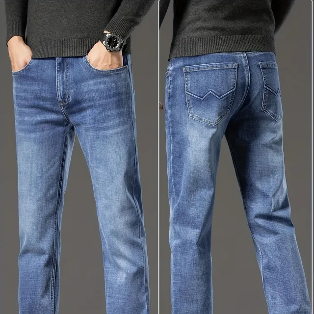 Men's jeans in slim fit cut from pleasant cotton mix with pockets - breathable and stylish