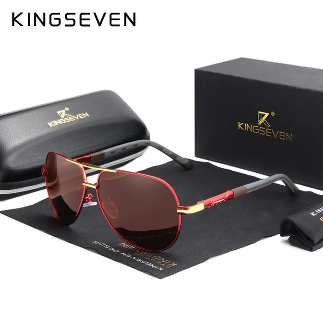 Vintage polarized sunglasses Kingseven red-brown