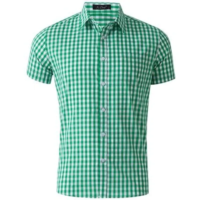 Men's two-color summer classic shirt with plaid design