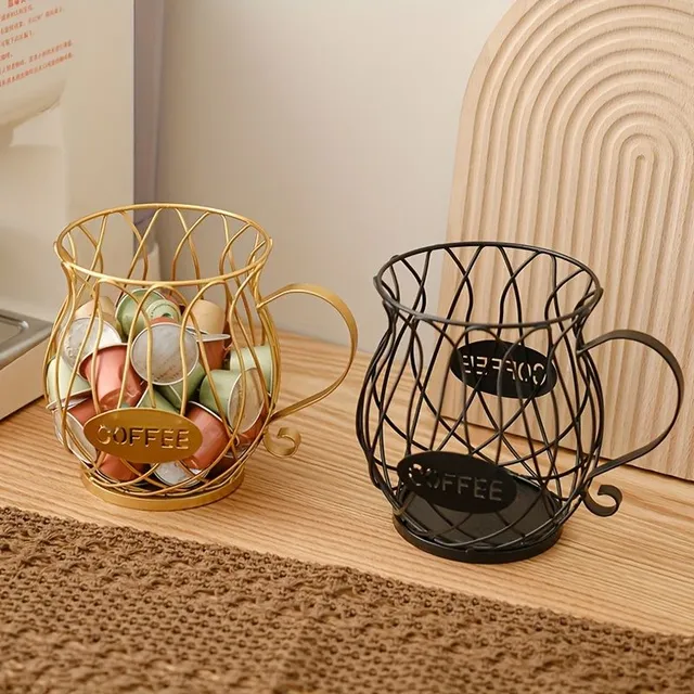 Scandinavian inspired metal coffee capsule holder - elegant stand for home & café display snacks