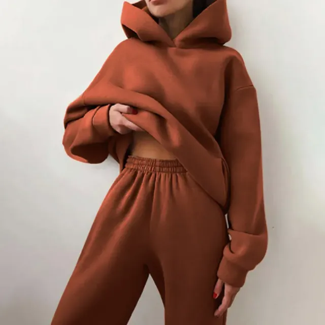 Sweat à capuche pour femme et pantalon de jogging à taille élastique