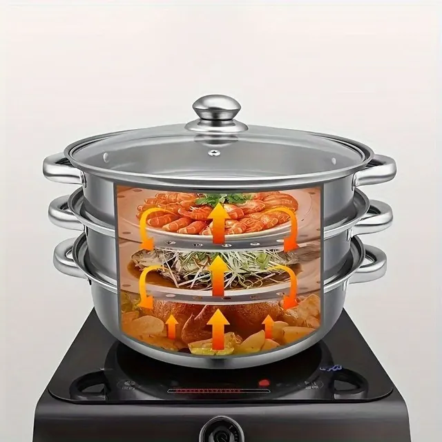 Stainless steel steam pot with 3 floors (2 layers) for restaurants: Extreme cooking experience