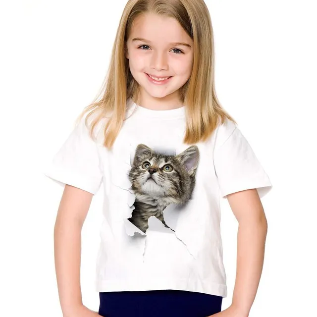 Girls 3D T-shirt with cat - 7 variants