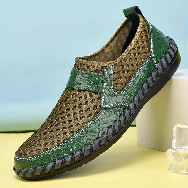 Men's leisure moccasins made of netting, breathable anti-slip boots into the exterior