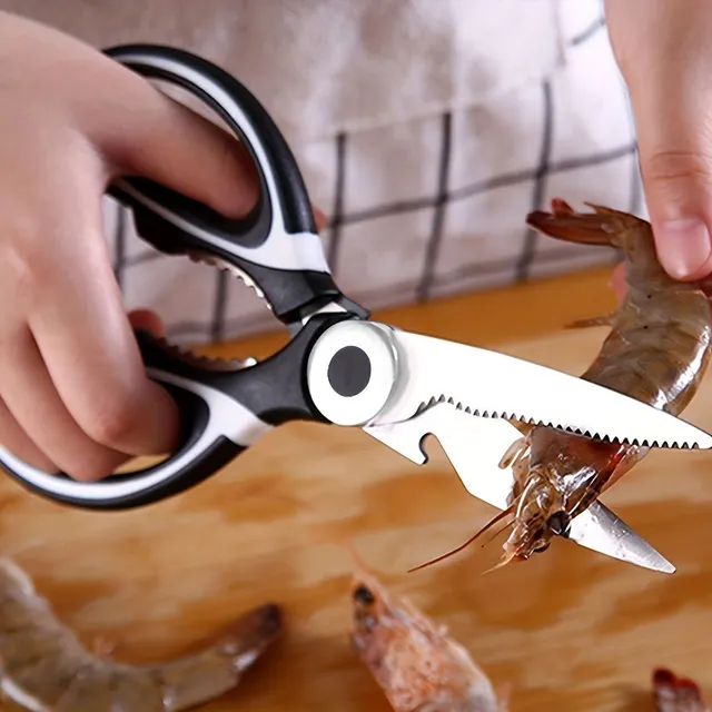 Multifunctional kitchen scissors made of stainless steel