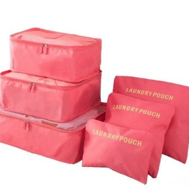 Travel suitcase organizers - 6 pcs pink cestovni-organizery-do-kufru-6-ks-cervena
