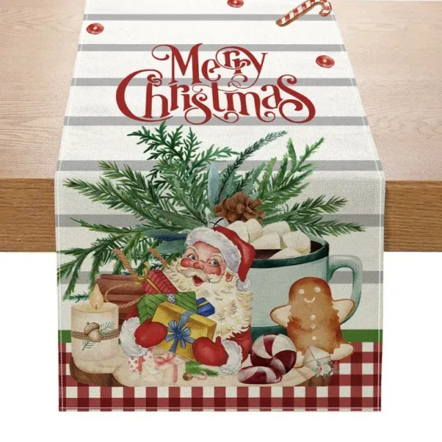 Stylish tablecloth with Christmas design to decorate the table at home