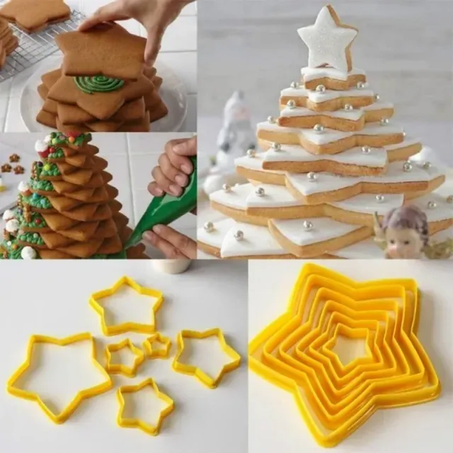 Set of 6 pentagram forms for Christmas biscuits and cakes