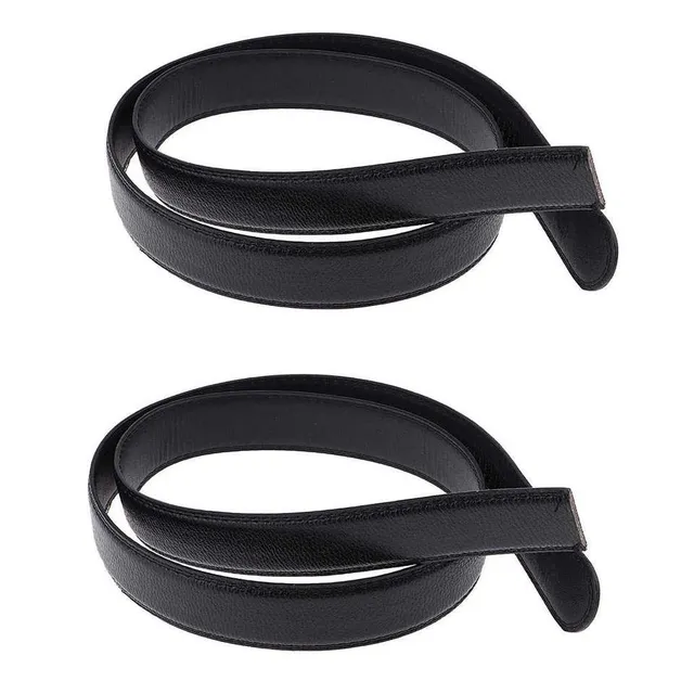 Men's black fixed belt without buckle - 2 pieces