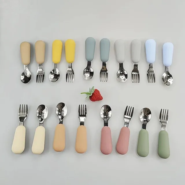 Set of teaspoons and forks for infants made of stainless steel - children's utensils