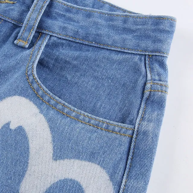Women's retro jeans with hearts