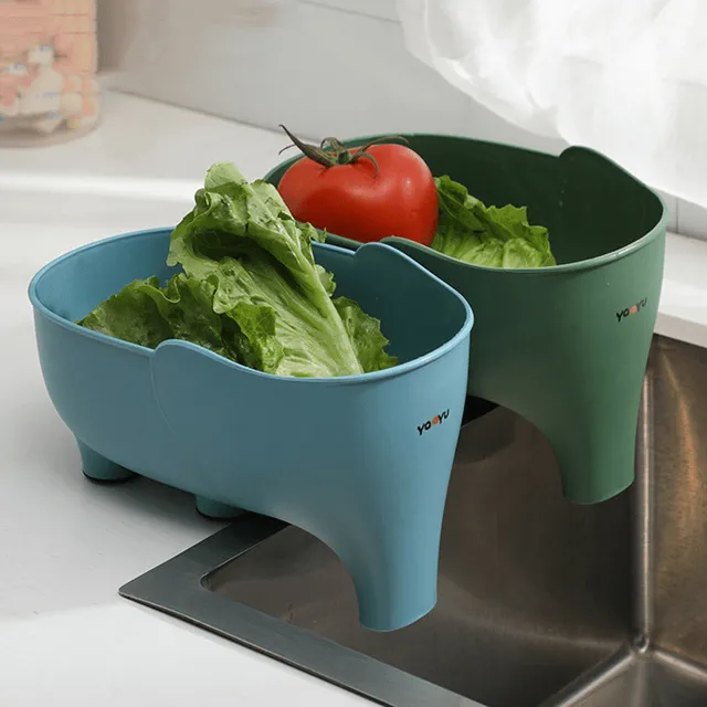 Elephant garbage basket with filter, anti-slip, fruit, vegetables and soup residue - Practical kitchen helper