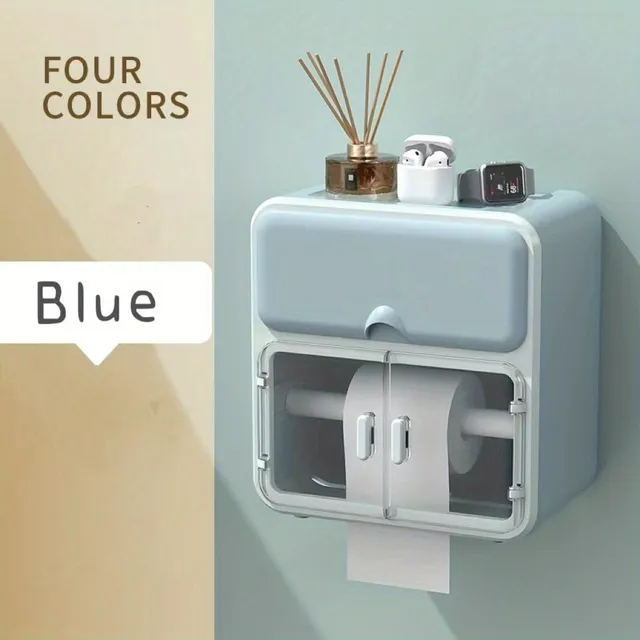 Wall box for toilet paper without drilling, multifunctional storage box for bathroom