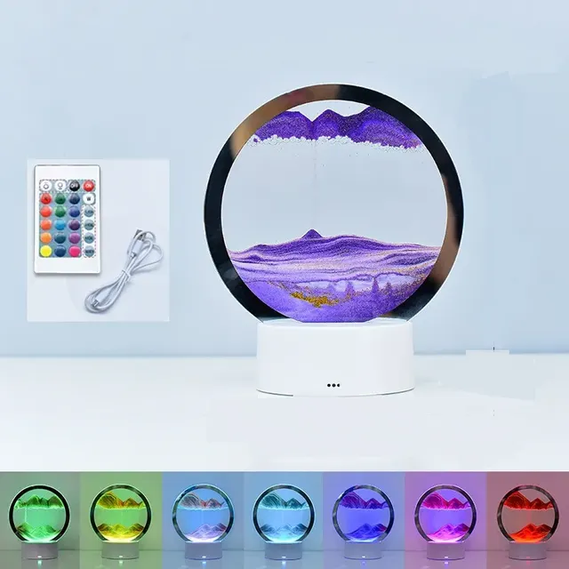 3D moving sand image with LED backlight - Night light with 16 colours