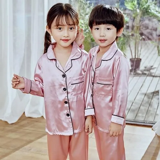 Printed satin children's pajamas