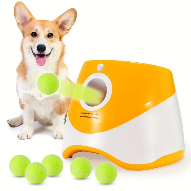 Lanceur automatique de balles de tennis pour animaux de compagnie - Jouets d'entraînement pour chiens - Jouet interactif pour animaux de compagnie pour l'apprentissage du rapport et l'exercice