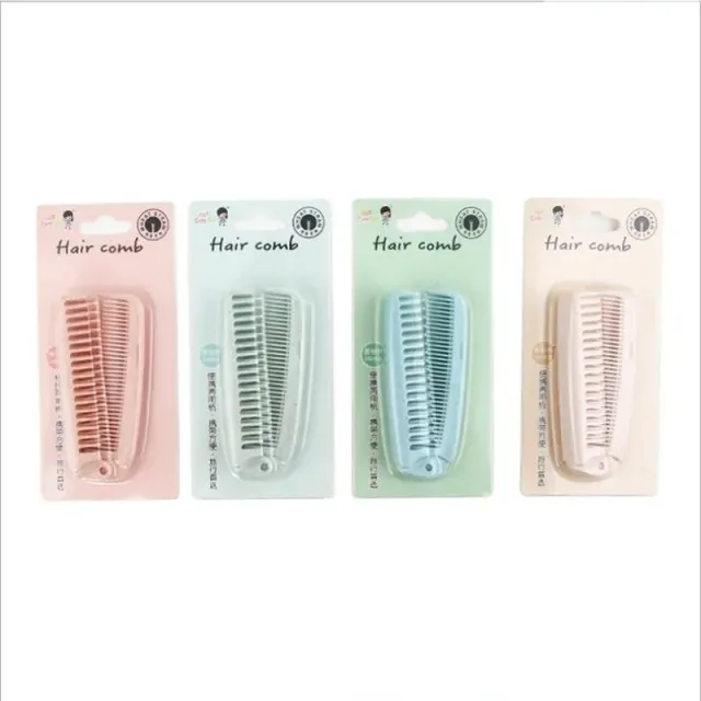 Portable folding comb and hairbrush made of wheat straw