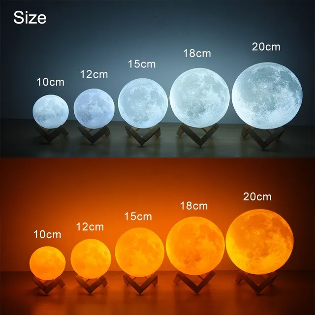 Lampa 3D w kształcie księżyca
