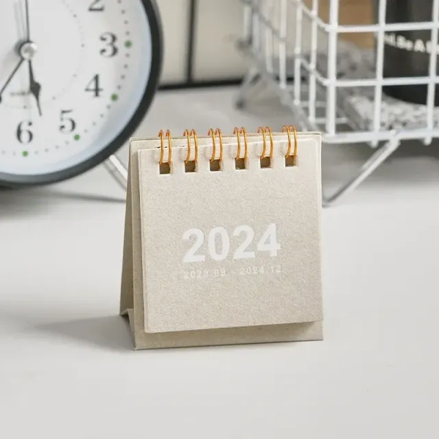 Mini stolní kalendář na rok 2024 v jednobarevném provedení - denní plánovač, roční organizér a dekorace na stůl