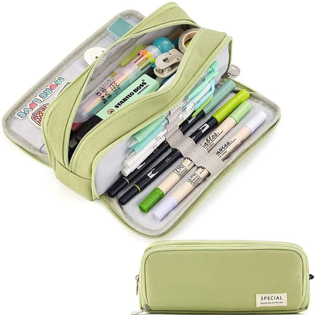 Original stylish monochrome modern school pencil case with large volume and multiple pockets