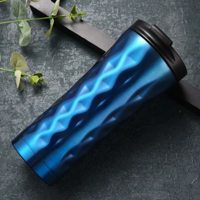 Stainless steel travel mug with straw