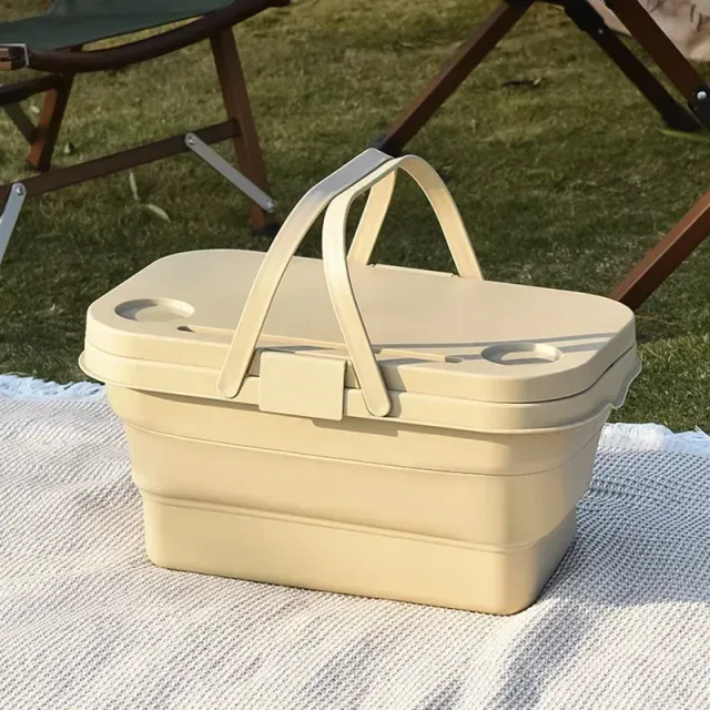 Coș de picnic pliabil cu capac rezistent