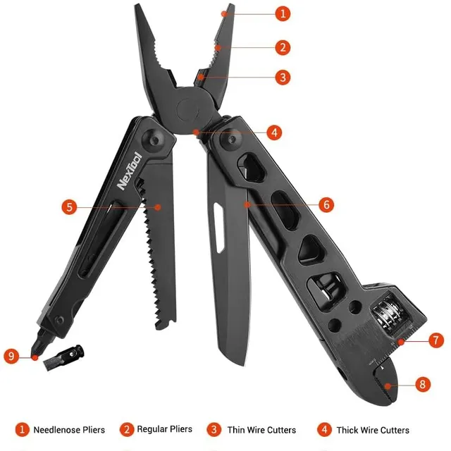 Multifunctional folding wrench 9 in 1