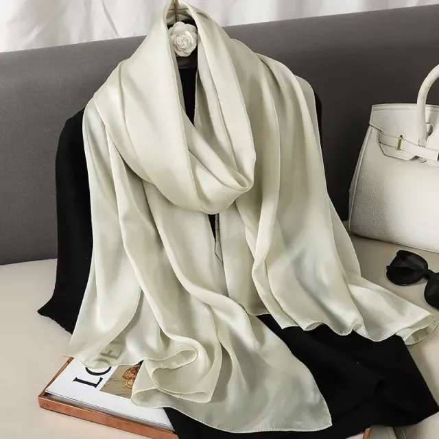 Fashionable satin scarf with a size of 90x180 cm for women