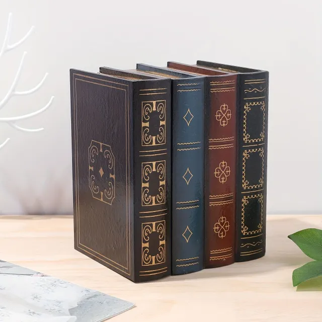 1pc Wooden storage box in retro style in book shape