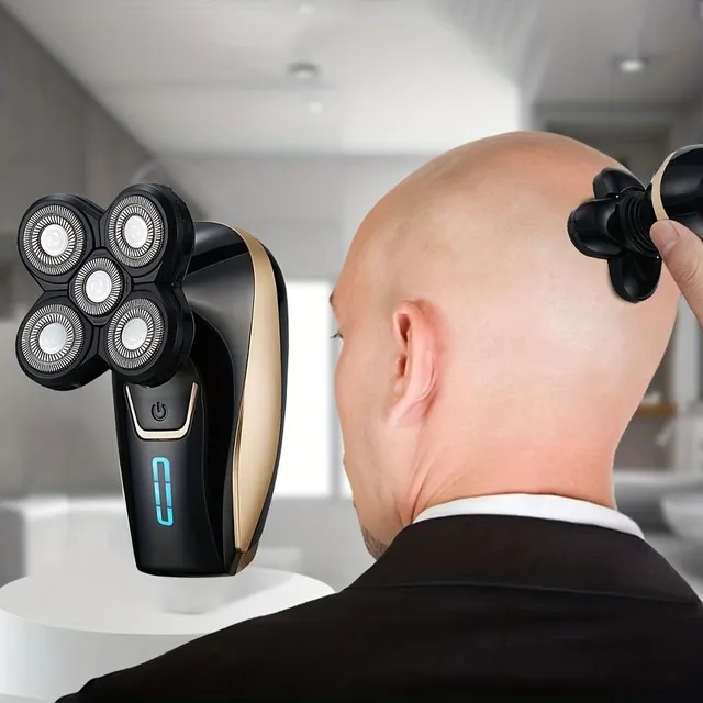 Charging electric barber for head with 5 floating heads