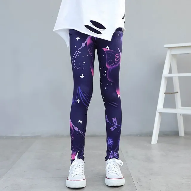 Girl spring leggings with thematic printing - Flower