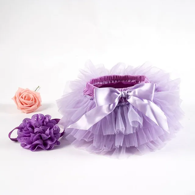 Jupe en tulle stylée pour fille avec nœud en satin et bandeau assorti - plusieurs variantes de couleurs Losif