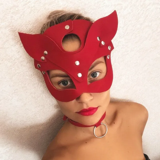 Sexy leather scarf with ears
