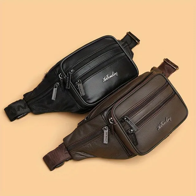 Leather multifunctional crossbody bag made of beef leather for sport and leisure