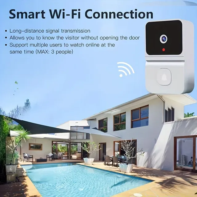 Smart Wi-Fi video zvon so širokým uhlom a obojstranným zvukom - bezdrôtové, nočné videnie a zabudovaná batéria