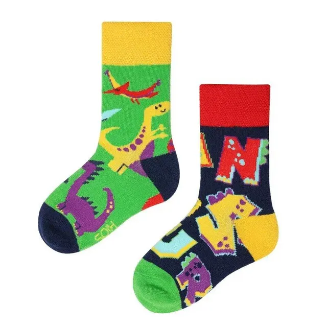 Baby color socks with cute cartoons - medium-high cotton socks