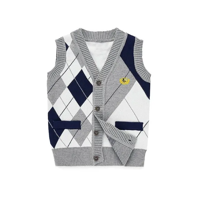 Boy's knitted vest with pattern - 2 colors