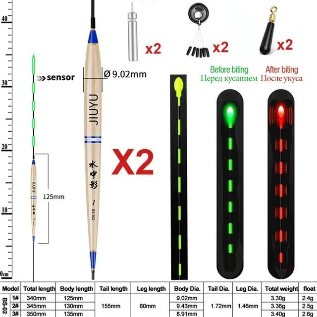 Summer Fishing Smart LED Float 2pcs Bite Alarm Fish Light Color Automatic Night Electronic Changing Buoy with Battery CR4252022