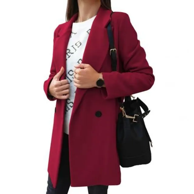 Dámsky elegantný kabát Clare wine-red-3 2xl