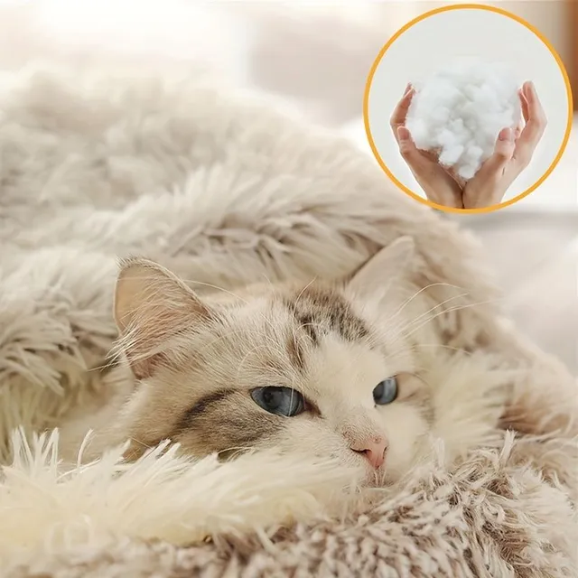 Soft donut-shaped teddy bed with hood for small dogs and cats