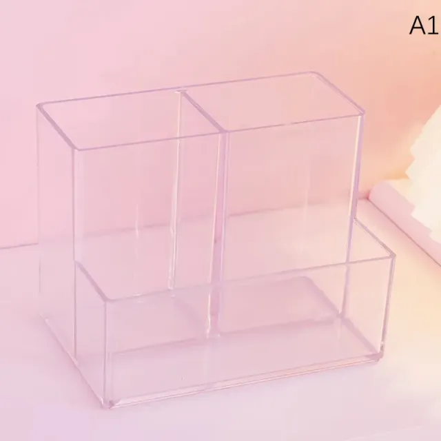 Transparent acrylic square pencil stand with multiple compartments