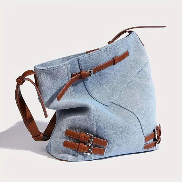 Sac à bandoulière en denim à la mode avec de nombreuses poches