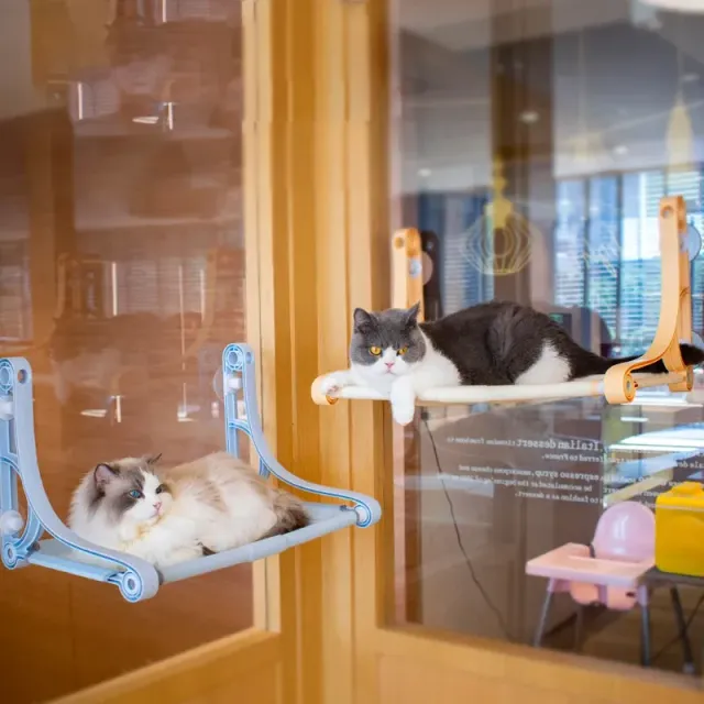 Relaxing rack for cats with suction cups on the window