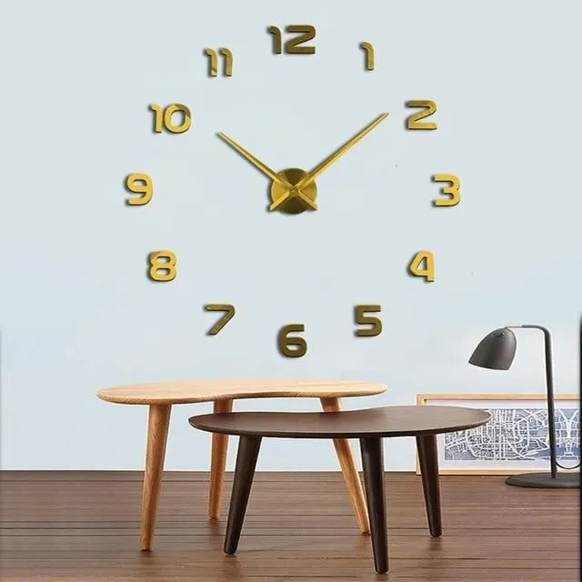 Modern 3D wall clock gold 100-120cm