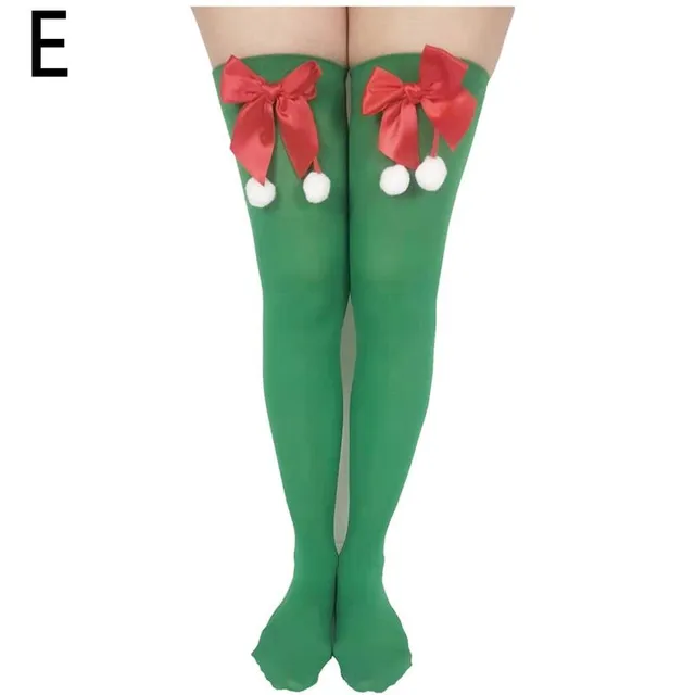 Women's Christmas striped stockings with bow